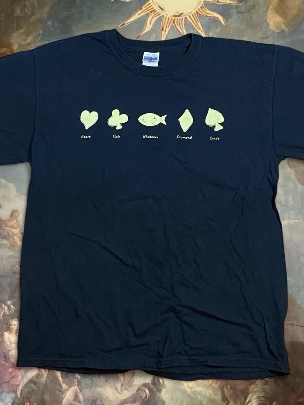 Gildan Black T-Shirt with Card Shape Graphic